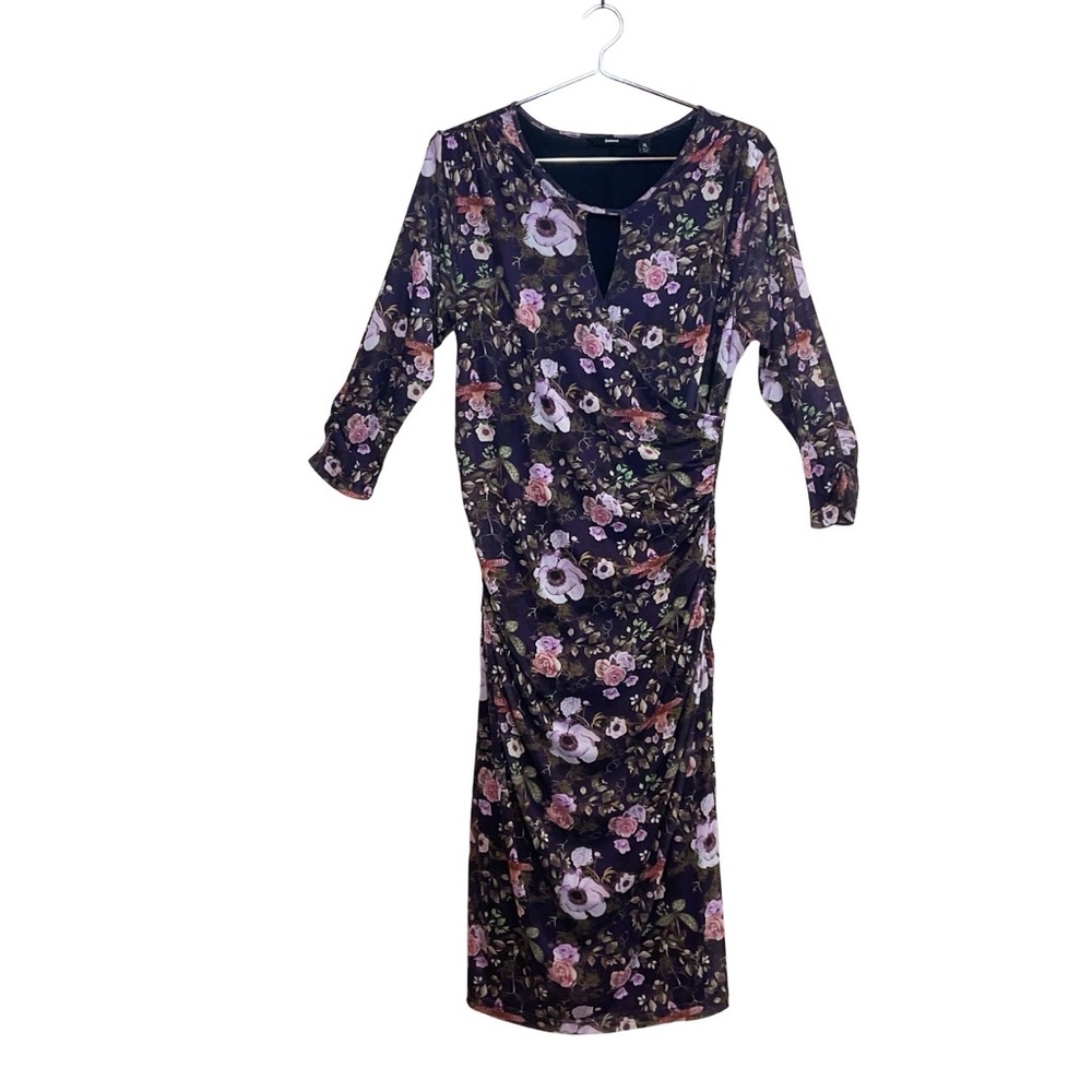 NWT Betabrand Wanderlite Floral Ruched Mesh Travel Dress - Picture 3 of 7